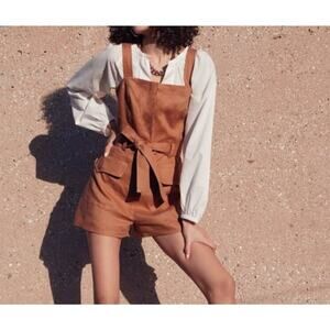 A.L.C. Gilmour Linen Romper Brown Size 4